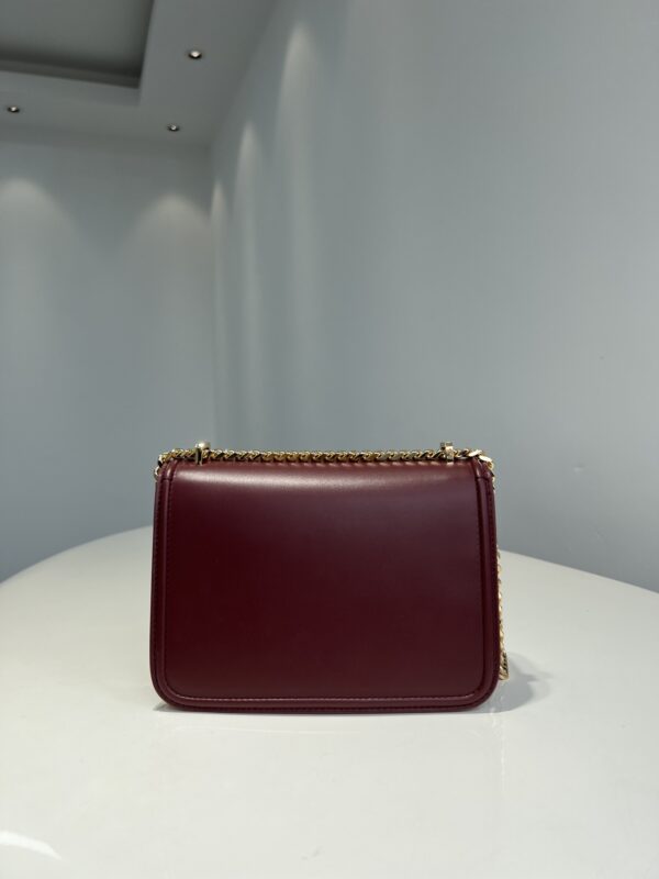 Burberry Women Small Tb Grainy Leather Shoulder Bag - Maroon - Image 4