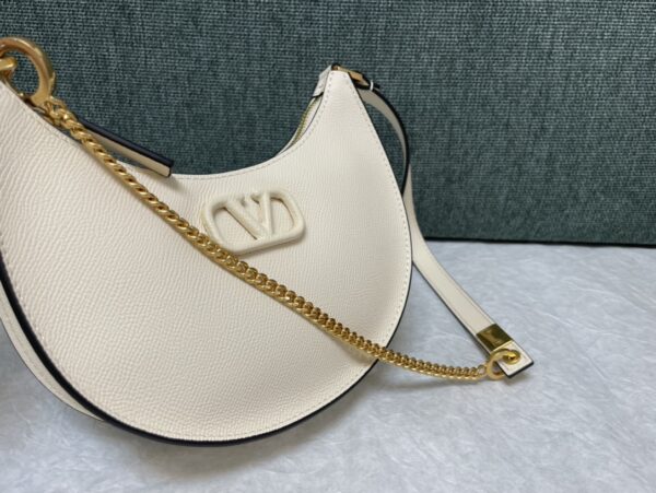Valentino Mini Palm Print Calfskin Hobo Armpit Bag - White - Image 2